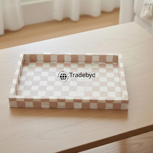 Bandeja Móvil Moderna de Lujo con Incrustaciones de Hueso, Decorativa para Servir, Ideal para Decoración de Comedor, por Tradebyd - Product Image 3