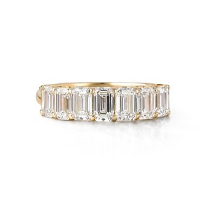 Bague demi-éternité en or massif 10K 14K 18K avec diamants de laboratoire certifiés IGI, couleurs DEF, clarté VS VVS, formes variées (marquise, ovale, princesse) - Product Image 1