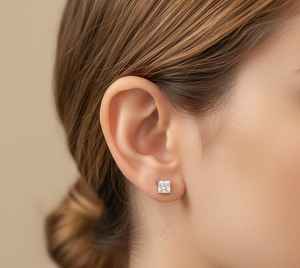 Boucles d'oreilles solitaires en diamant de laboratoire taille princesse D VS1, serties griffes, en or massif 18 carats pour femme, certifiées IGI, cadeau de fiançailles - Product Image 4