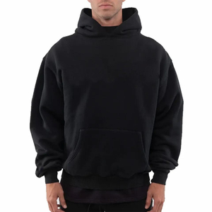 Custom Logo <b>Black</b> Blank Heavy Weight Soft Cropped Hoodies Luxury Heavyweight Cropped Hoodie <b>Men</b> Long Sleeve Pullover Hoodie - Product Image 5