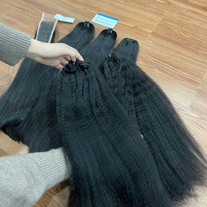 ผมตรงแบบ Kinky Weft สีธรรมชาติ พร้อมส่ง ผู้จำหน่ายผมดิบ ช่อผมดิบแบบ Double Drawn Weft - Product Image 6