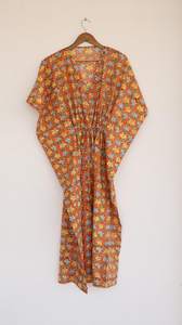 Vestido Kaftán de Algodón con Estampado Floral para Mujer, Cómodo para Uso Diario, Caftán de Playa - Product Image 3