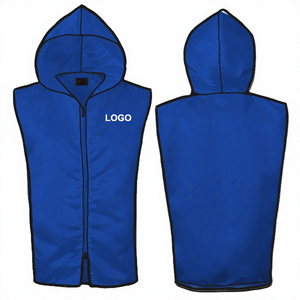 Gilet de boxe sans manches en gros, écologique, durable, respirant, avec capuche, couleur bleue, pour entraînement MMA, personnalisable - Product Image 4