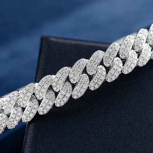 10mm Round Cut Colorless Half Moissanite Diamond Iced Out Hip Hop Miami Cuban <b>Bangle</b> <b>Bracelet</b> In 925 <b>Silver</b> Jewelry At Low Price - Product Image 2