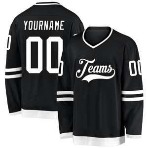 Vente en gros de maillots de hockey noir et blanc de haute qualité, personnalisés, directement de l'industrie - Product Image 1