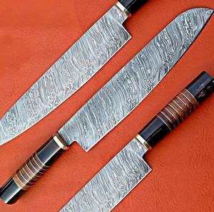 PRESTIGE BLADES Customizable Handmade Damascus Steel Chef <b>Knife</b> Modern Wooden Handle Ambidextrous Design Dishwasher <b>Safe</b> Brushed - Product Image 5