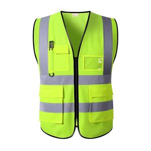 High Visibility Reflective Safety Work Vest Zip Up Multi Pocket <b>Pink</b> Unisex <b>Hi</b> <b>Vis</b> Workwear - Product Image 3