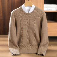 Chemise à manches longues pour homme, style décontracté chic, pour le bureau, l'école ou les occasions formelles, en cachemire et laine, douce et chaude, col rond, cardigan à patchwork
