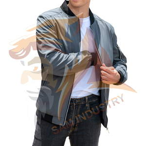 Custom Logo Embroidered Streetwear Satin Varsity Jackets for Men <b>Stand</b> Collar Outerwear Winter Polyester Satin Bomber Jackets - Product Image 3