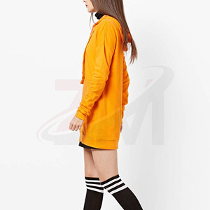Vestido Midi con Capucha para Mujer, Estilo Casual de Otoño, 100% Algodón Tejido, Manga Larga, Cierre Frontal con Cremallera, Estampado de Letras, Talla Grande, Color Sólido - Product Image 2