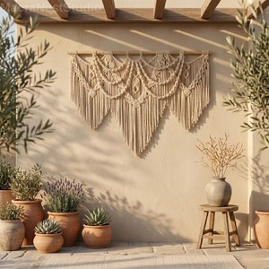 Tapiz de Macramé Personalizable al por Mayor, Estilo Bohemio, Forma Irregular, Decoración para el Hogar, para Sala de Estar - Product Image 5