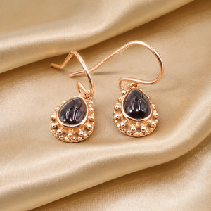 Boucles d'oreilles pendantes en argent sterling 925 avec grenat naturel pour femmes, style vintage bohème, plaqué or rose et jaune, bijoux faits à la main - Product Image 5