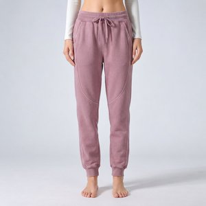 Pantalon de jogging pour femme en molleton bouclette à jambe large, faible MOQ, vente en gros, production de marque pour collections de boutiques américaines - Product Image 5