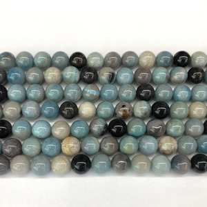 ลูกปัดหินโทรลไลต์สีน้ำเงินธรรมชาติ ลูกปัดทรงกลมสำหรับทำเครื่องประดับ DIY งานฝีมือ - Product Image 2