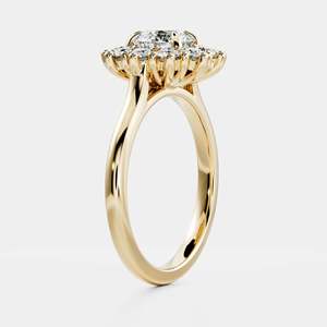 Bague de fiançailles en or 14 carats avec diamant solitaire central de taille ronde cultivé en laboratoire, halo de diamants d'appoint, bague grappe de luxe, diamant pavé certifié IGI - Product Image 6