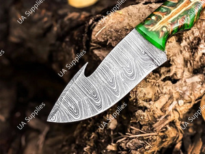 มีดล่าสัตว์ใบตายเหล็กดามัสกัส ด้ามจับทรงกรวยสน พร้อมซองหนัง  มีดสำหรับการเอาชีวิตรอดและการตั้งแคมป์  รับผลิตแบบ OEM/ODM - Product Image 4