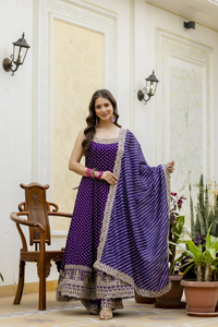 Vestido de seda Vichitra con bordado de espejos reales, dupatta Leheriya y palazzo, atuendo festivo tradicional para mujer (II 46) - Product Image 5