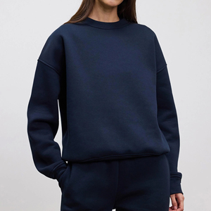 Sudadera Oversize de Cuello Redondo para Mujer, Color Sólido, Tejido de Algodón, Manga Larga, para Otoño, Transpirable, con Bolsillos, Corte Regular - Product Image 5