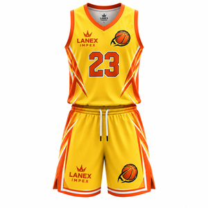 Vente en gros d'uniformes de basketball personnalisés pour hommes et équipes de jeunes, ensemble maillot et short par sublimation, vêtements de sport OEM pour clubs - Product Image 1