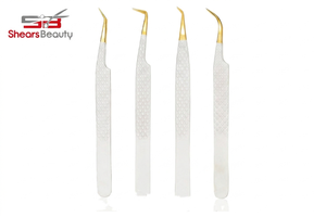Pinzas para Extensión de Pestañas con Puntas de Fibra, Agarre Nano Profesional, 90 y 45 Grados, Acero Inoxidable para Extensión de Pestañas Rusas - Product Image 4