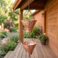 Chaîne de pluie décorative en cuivre motif cœur, fait main, pour gouttière extérieure, décoration de jardin et de maison