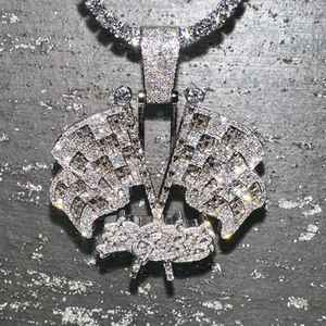 Collar con colgante Icy Flag, colgante Gabriel, colgante Hip Hop con diamante Moissanita VVS, colgante Rapper, regalo de cumpleaños para él - Product Image 3