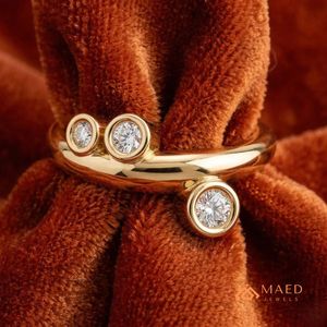 Bague en Moissanite Ronde à Monture Ouverte, Bague Bypass en Or Massif, Bijoux de Mariage de Luxe pour Femme, Styles Cadeaux de Luxe Houston - Product Image 4