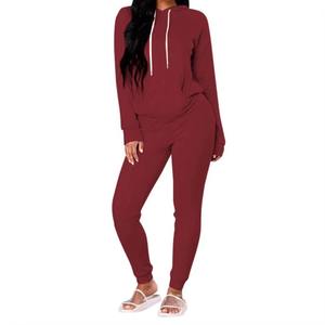 Ensemble de survêtement chaud pour femme, automne-hiver, épais, 2 pièces, pantalon de jogging et sweat à capuche, coupe ample - Product Image 1