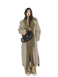 Nouveau manteau long d'hiver doux et chaud de luxe pour femmes, élégant kimono long, col à revers, véritable laine, manteau en cachemire pour femmes avec ceinture - Product Image 5