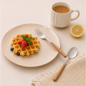 Juego de Cubiertos de Acero Inoxidable de Alta Calidad con Mango de Madera Natural, Juego de Cubiertos Pulidos a Espejo Personalizados para el Hogar y Hoteles - Product Image 4
