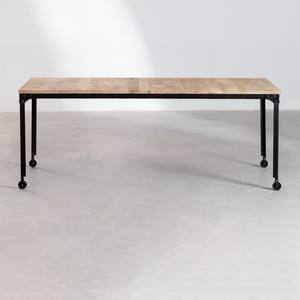 Mesa de comedor rectangular Vandana Amber Flow con ruedas en madera reciclada y acero (200x100 cm) Nika - Product Image 3