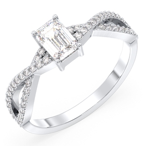Bague de fiançailles REYES, design original, moissanite taille émeraude 0,5 carat, en argent sterling 925, bijoux de luxe exclusifs de créateur - Product Image 6