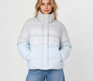 Chaqueta Acolchada Unisex de Invierno con Capucha, Cuello Alto de Lona, Relleno de Poliéster, Cortavientos, Cierre Frontal con Cremallera, Ajuste Regular Informal, Bloques de Color - Product Image 1