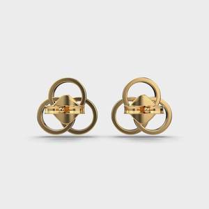 Pendientes de Diamantes Cultivados en Laboratorio con Certificación IGI, Minimalistas, con Círculos Entrelazados, Oro Amarillo/Blanco/Rosa de 14K, Pendientes Modernos - Product Image 4