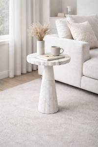 Wholesale Price <b>White</b> Marble PedestalModern <b>Round</b> Marble Coffee <b>Table</b> Minimalist Design Handmade Living Room Furniture Accent - Product Image 6