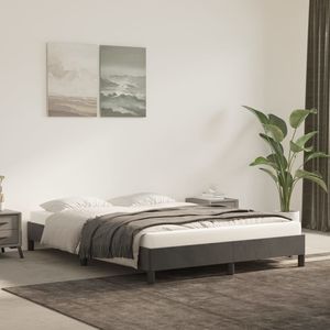 Cadre de lit rembourré en velours gris foncé 100% polyester, fabriqué en contreplaqué et bois d'ingénierie - Product Image 1