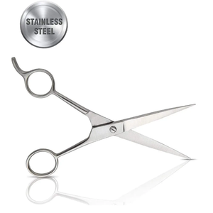 Ciseaux de coiffure professionnels 5 pouces en acier inoxydable, manche en caoutchouc, lame tranchante, repose-doigts pour la coupe de barbe - Product Image 1