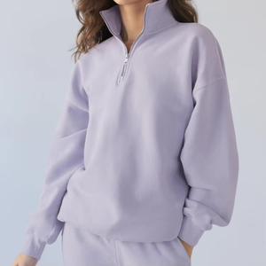 Sudadera con Capucha de Alta Calidad, Personalizada, 100% Algodón, Forrada, Lisa, de Felpa para Otoño, Manga Larga, con Cierre de Cremallera y Bolsillo, Estilo Urbano para Mujer - Product Image 1