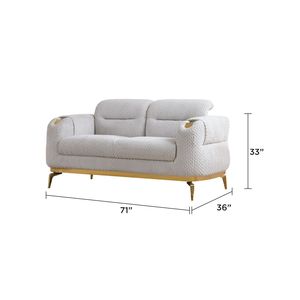 Divano a Due Posti Zoe in Stile Moderno, Realizzato a Mano con Legno e Dettagli Dorati, Grigio B009P303214-CA e NJ Inventories, Divani per Soggiorno - Product Image 3