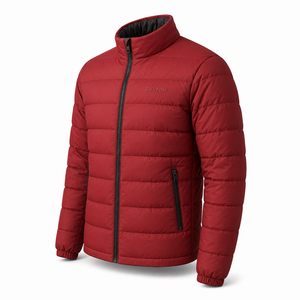 Veste synthétique rouge pour homme, col montant, fermeture éclair, coupe-vent, décontractée, hiver, polyester, synthétique, isolée - Product Image 4