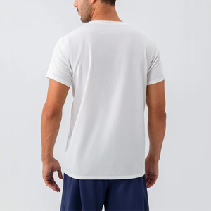 OEM Custom Crew Neck Raglan Short Sleeve Solid Mesh Fabric <b>Stretch</b> Breathable Quick Dry Workout Running Daily <b>T</b> <b>Shirt</b> for <b>Men</b> - Product Image 3