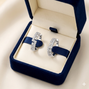 Women's Designer Cute Geometric Party 925 <b>Silver</b> Custom Lab Grown Diamond Rhodium Plated <b>Huggie</b> Minimalist Fine Hoop Earrings - Product Image 6