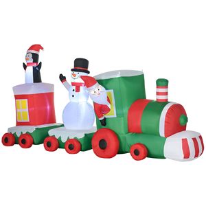 Train de Noël lumineux à LED de 11 pieds avec Père Noël, bonhomme de neige, pingouin pour décorations de jardin de vacances en plein air Modèle D0100XF3JG6 - Product Image 1