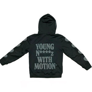 Sweat à capuche zippé personnalisé pour homme, style streetwear hiver, coupe oversize, délavé à l'acide et à la pierre, effet usé, délavé soleil, pour broderie - Product Image 2