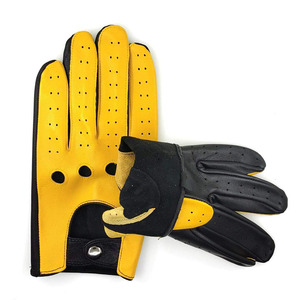 Hot Selling Leather Winter Driver <b>Gloves</b> Yellow And Black Trim Anti Slip Comfortable Breathable Racing <b>Driving</b> <b>Gloves</b> - Product Image 4