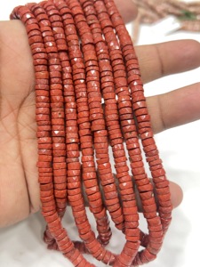 Perles de pierres précieuses de haute qualité pour la fabrication de bijoux, 17 pouces, jaspe naturel faceté, forme Heishi, taille 7-8 mm - Product Image 6