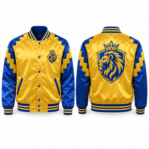 Relaxed Fit Satin Jacket Full Zip Closure Polyester <b>Fabric</b> Sublimated Graphics Personalized Artwork Interior Pocket Travel <b>Retro</b> - Product Image 3