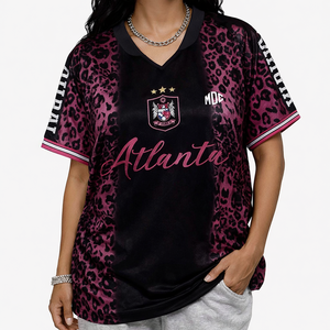 Maillot de football américain décontracté rose léopard pour homme Our Streets, T-shirt unisexe personnalisé, OEM, marque privée, vente en gros, acheteur américain - Product Image 4