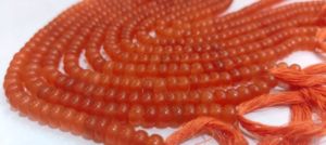 Cuentas de Calcedonia Naranja Natural en Forma de Rondelle de 6mm, Lisas y Suaves, 8 Pulgadas - Product Image 4