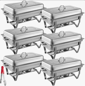 Juego de 6 recipientes rectangulares de acero inoxidable premium para buffet y calentador de alimentos al mejor precio - Product Image 2